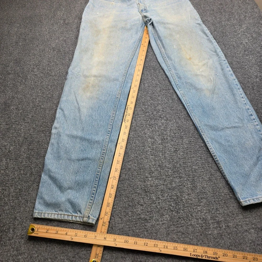 Vintage 1990 Levis 550 Orange Tab Jeans Mens 34x34 Made in USA Light Wash Blue